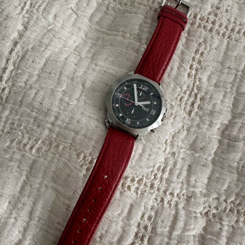 Gorgeous D & G Watch with Red Leather Strap